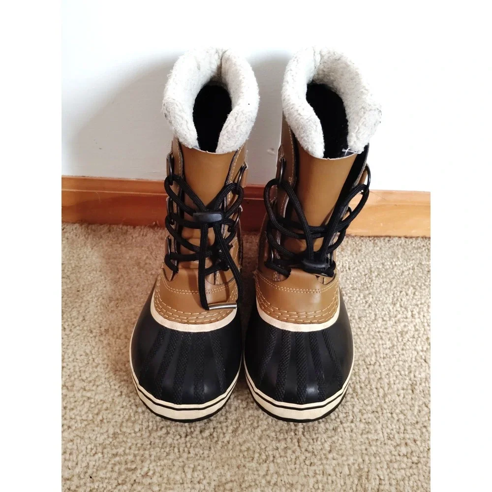 Sorel CARIBOU Youth 3‎ Fleece Lined Waterproof Hiking Carmel Leather Snow Boots